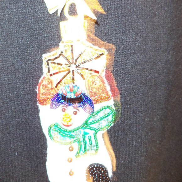 UGLY🤣CHRISTMAS SWEATER by CHRISTOPHER RADKO BellePointe ~ Black ~Large - Picture 2 of 9